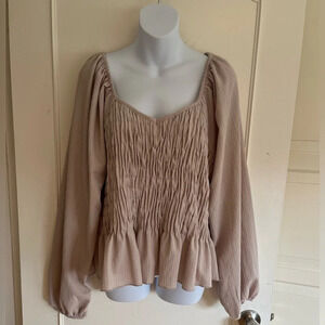 Arula for Xquisite You bohemian style, Long Sleeve  Peplum Fitted Blouse, SZ 2X